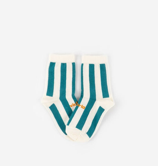Victoria Barefoot - Meias barefoot riscas (Verde)